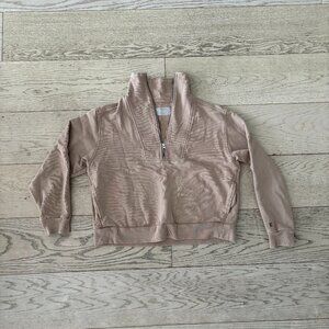 Everlane Sweatshirt Womens M Half Zip Tan Pocket Long Sleeve Boxy Top